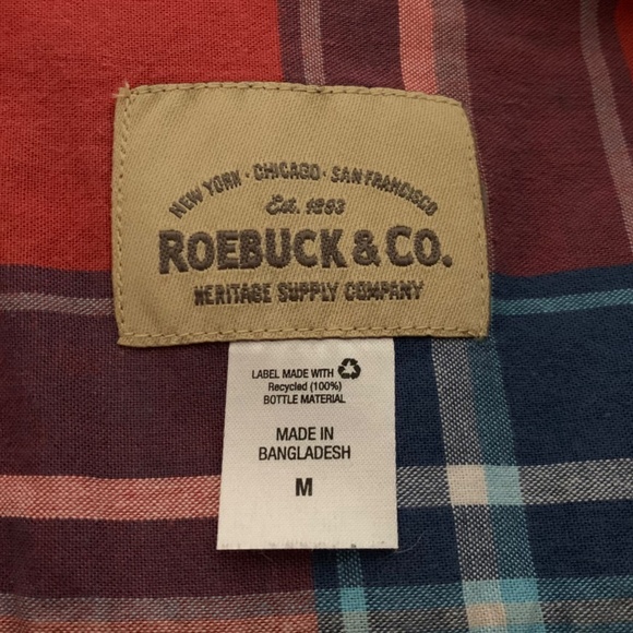 ROEBUCK AND CO.   SHORT SLEEVE PLAID BUTTON DOWN    SIZE MED - Picture 3 of 3
